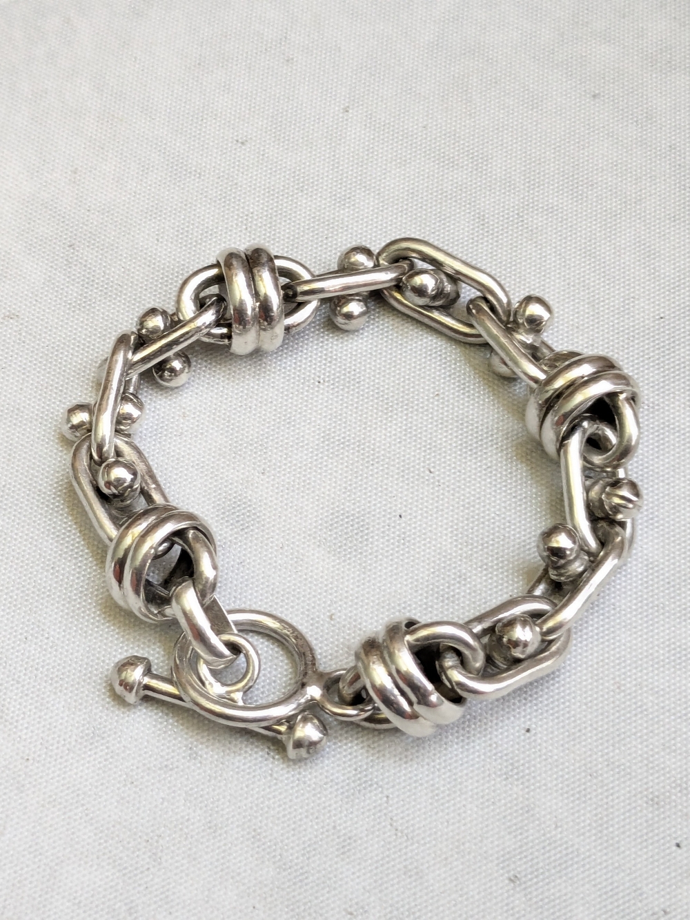 Sterling Silver Bracelet DNA Knot 6.25" Chunky Thick Heavy